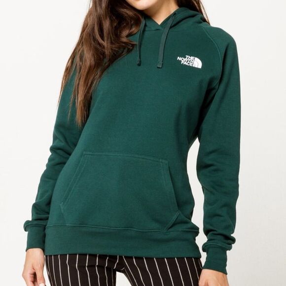 The North Face Sz M Womens Red Box Pine Never Stop Exploring Green Fleece Hoodie - Picture 5 of 9